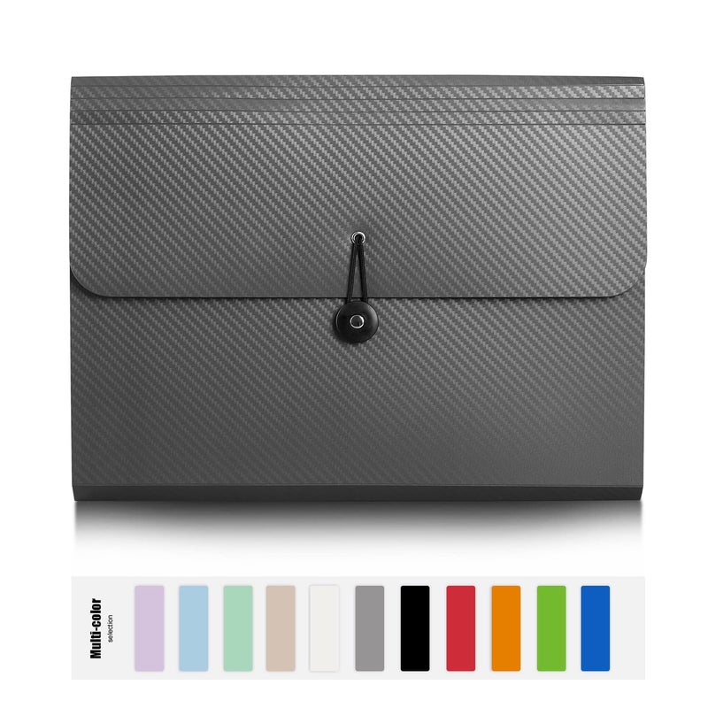 Nicfaec Expanding File Folder File Organizer 13 Pockets File Organizer Accordion Filing Folder Expandable File Folder for Documents Aesthetic Paper Organizer Folder for Work, School, Home, Office, Grey - Image 2